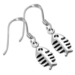 Sterling Silver Fishbone Dangle Earrings